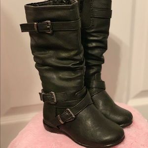 Girls Tall Black Boots - Toddler Size 8